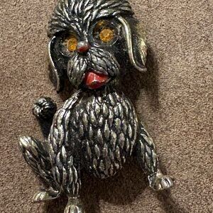 Vintage French Poodle Brooch -  Silver